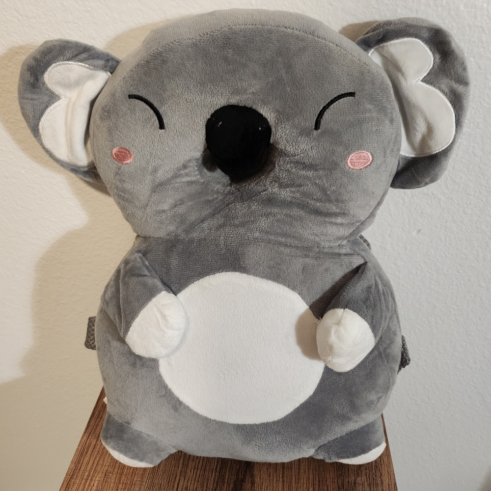 Gray and White Koala Plush ToyBaby Head Protector Backpack for Falling, Crawling